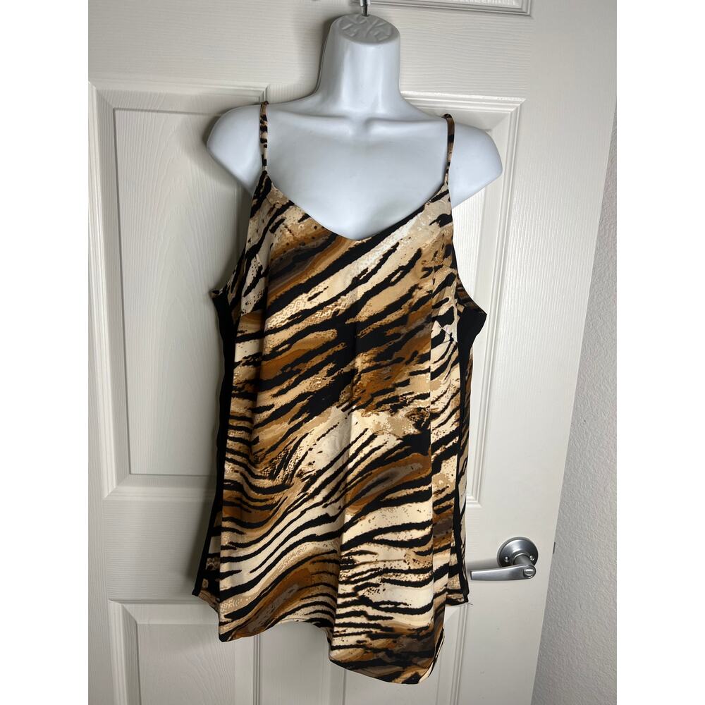 Ashley Stewart Brown Black Cream Animal Print Cami Top